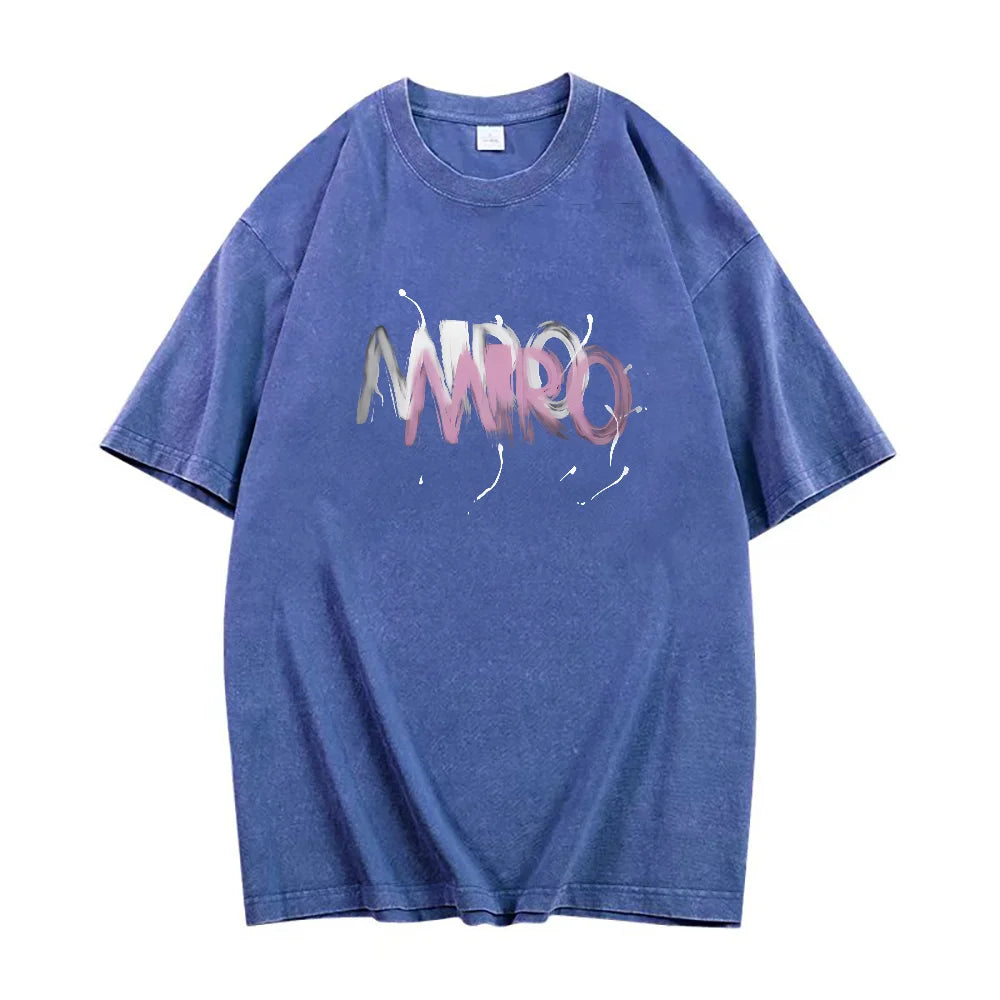 American Graffiti Letter Print T-Shirt – Washed Cotton Oversized Tee for Women - Image 8