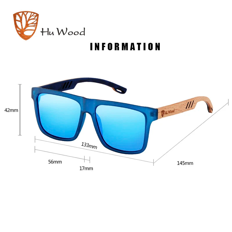 HU WOOD Polarized Square Sunglasses – High-Quality UV400 Eyewear for Men’s Driving & Sports - Image 3