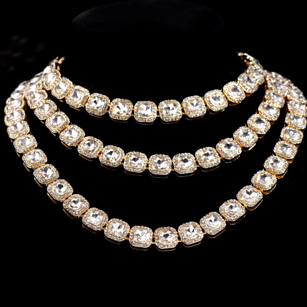 Bling Luxury Paved Crystal Heart Cuban Link Chain Necklace - Image 5