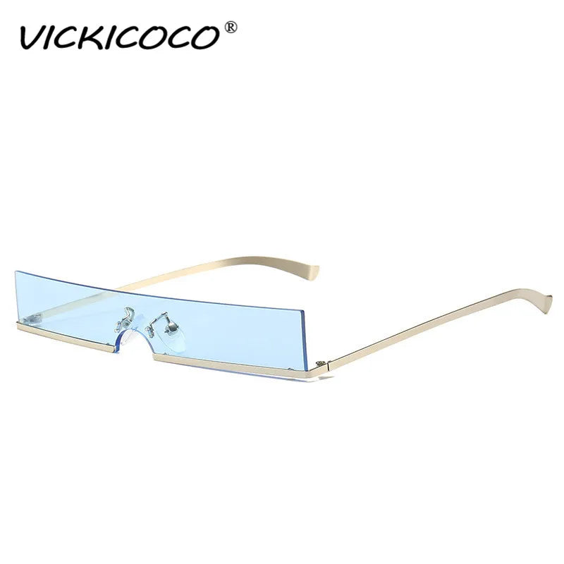 Small Rectangle Rimless Sunglasses Women Luxury Brand Gradient One Piece Red Square Sun Glasses Men Hip Hop Light Shades UV400 - Image 3