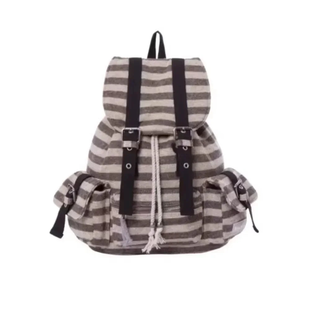 High-Quality Korean Style Drawstring Backpack – Unisex Large Capacity Flat Stripe Tote Bag - Image 8