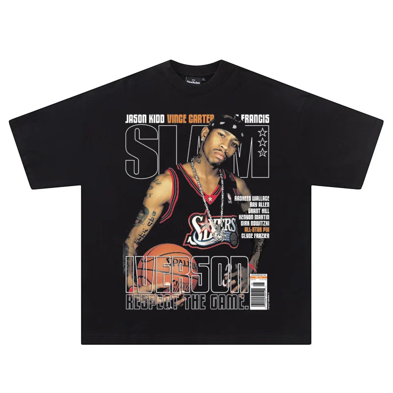 Hip Hop Basketball Star Print T-Shirt – Unisex Oversized Cotton Streetwear Tee - Image 6