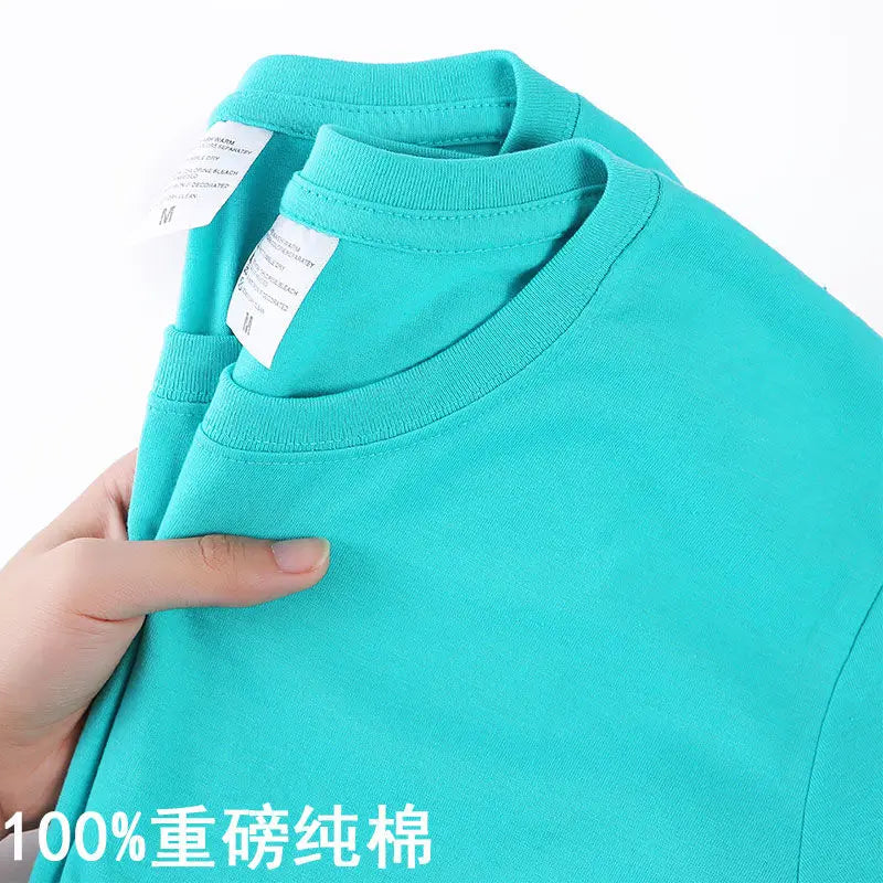 100% Cotton Solid Color O-Neck Short Sleeve T-Shirt - Image 8