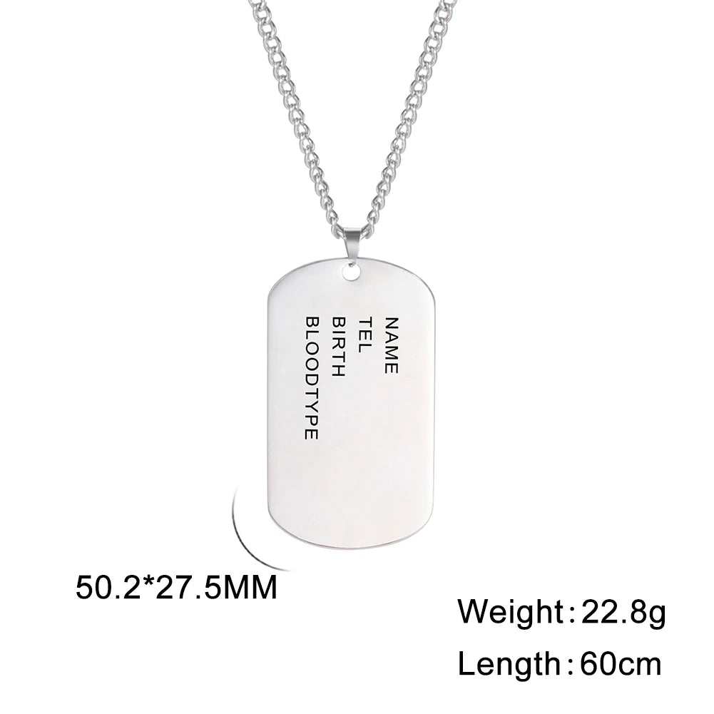 Personalized Military Dog Tag Necklace – Custom Stainless Steel Soldier Bar Chain for Men - Image 5