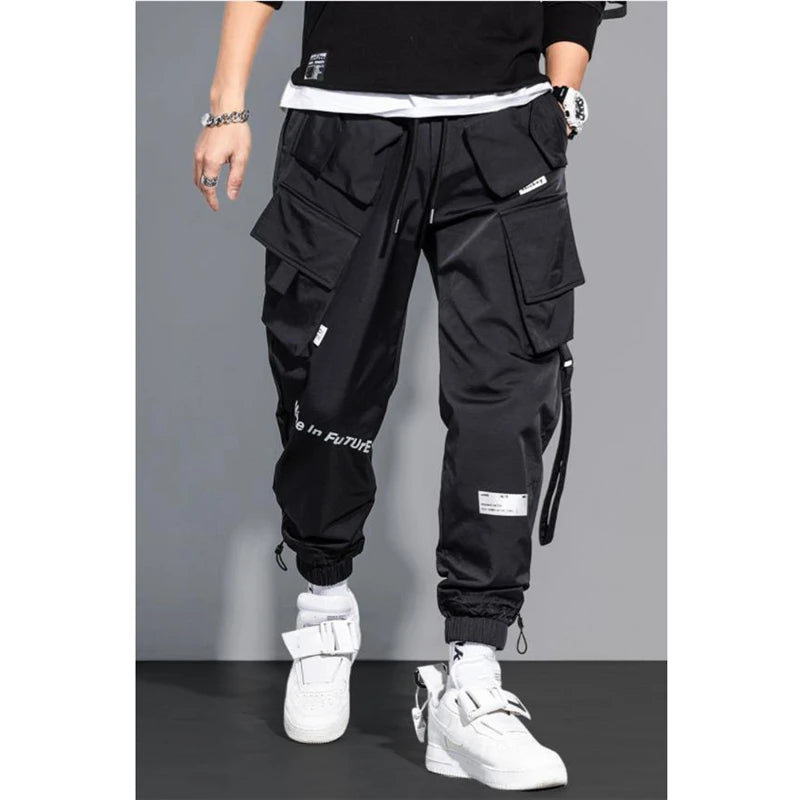 Thin Streetwear Ribbon Harem Cargo Pants – Slim Fit Joggers for Men & Women - Image 7