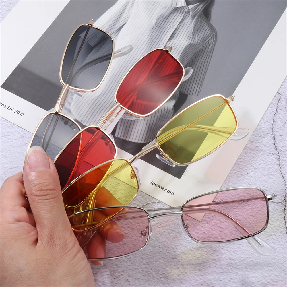 Fashion Retro Metal Frame Sunglasses – Colorful Small Rectangle UV400 Eyewear for Men & Women - Image 4