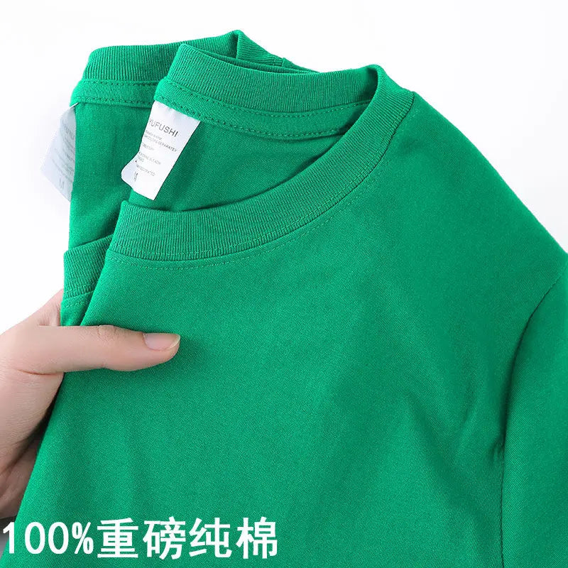 100% Cotton Solid Color O-Neck Short Sleeve T-Shirt - Image 20