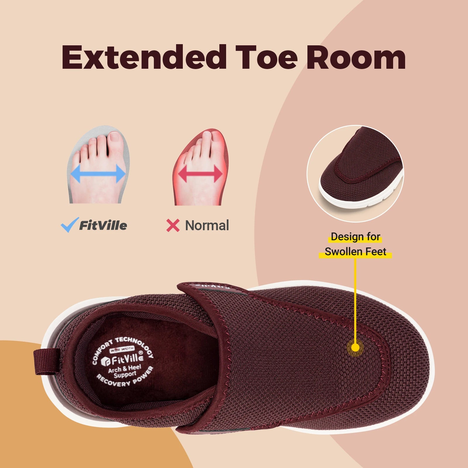 FitVille Extra Wide Women’s Diabetic Walking Shoes – Adjustable Orthopedic Shoes for Elderly & Swollen Feet - Image 4