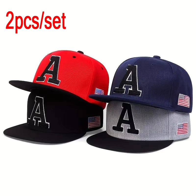 A Letter Embroidered Baseball Cap – Men’s Cotton Snapback Hat for Hip Hop & Outdoor Style