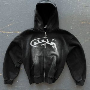 Y2K Vintage Print Zip-Up Hoodie – Unisex Harajuku Hip-Hop Streetwear Sweatshirt