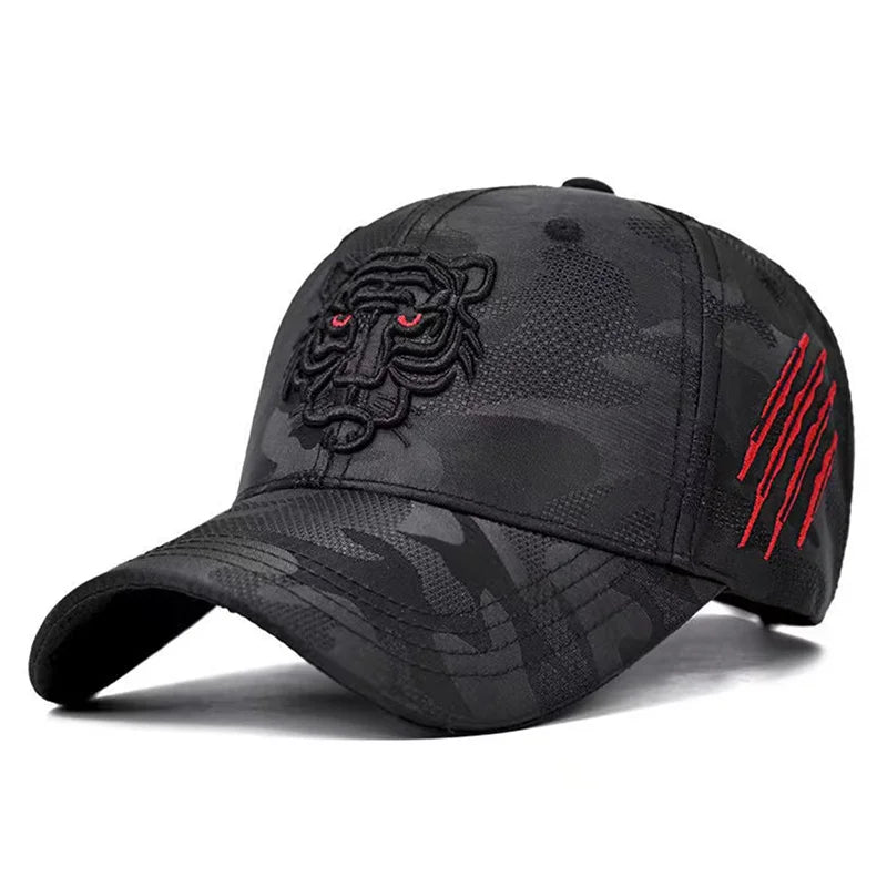 Black Tiger Embroidery Baseball Cap – Unisex Cotton Snapback Trucker Hat for Summer - Image 6