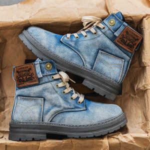Men’s High-Top Denim Boots – Trendy Casual Sports Fashion Boots
