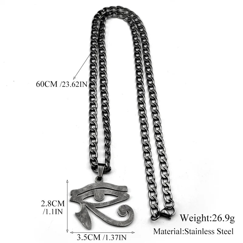 Eye of Ra / Horus Pendant Necklace – Stainless Steel Egyptian Amulet for Men - Image 5