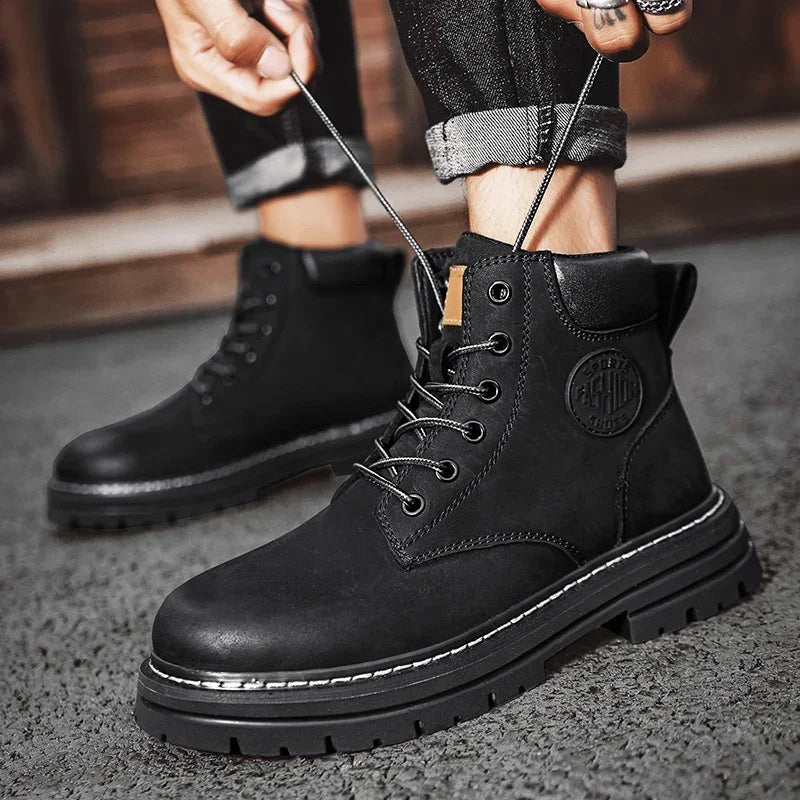 High-Top Leather Ankle Boots – Fashion Outdoor Non-Slip Boots for Men & Women - Image 5