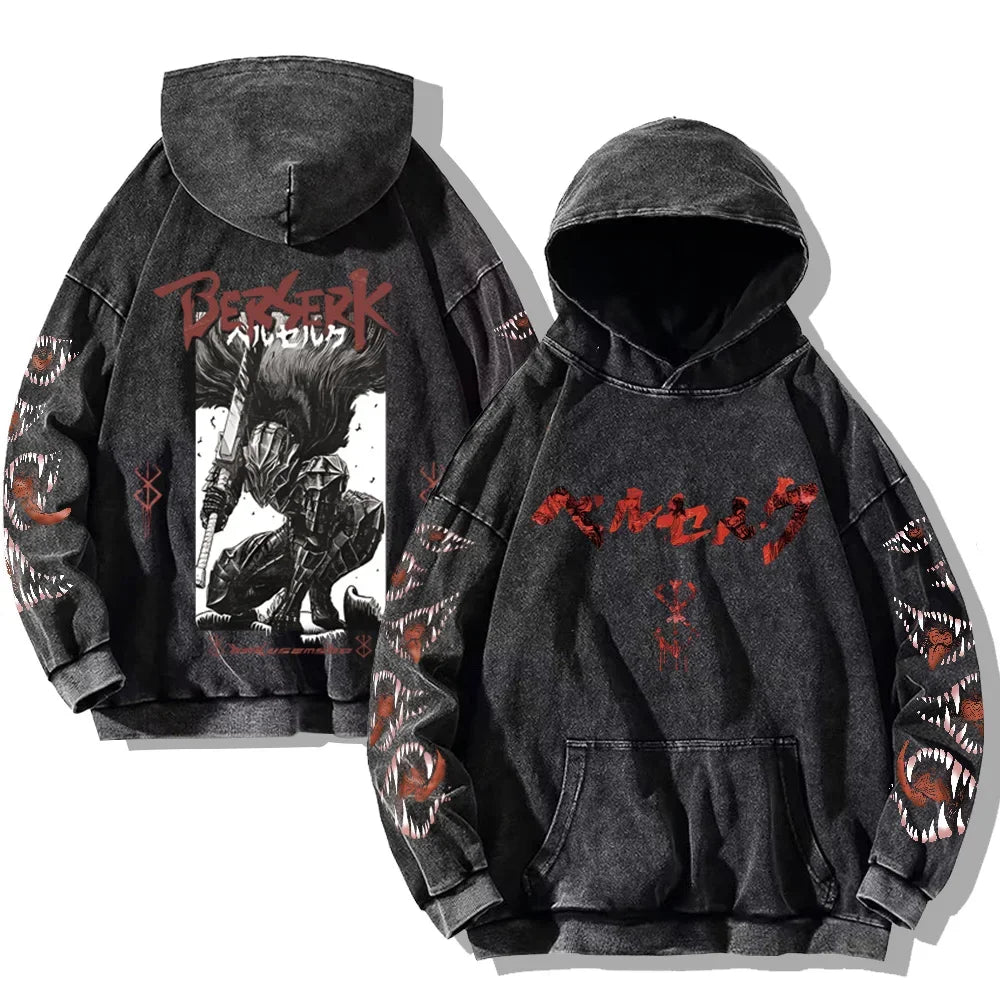 Gothic Washed Teeth Print Hoodie - Image 6