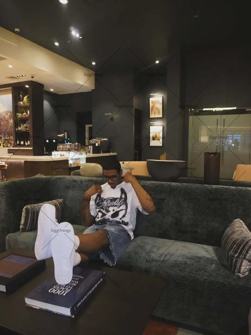 Hip-Hop Harajuku Oversized T-Shirt – Retro Cartoon Graphic Streetwear Tee for Men - Image 4