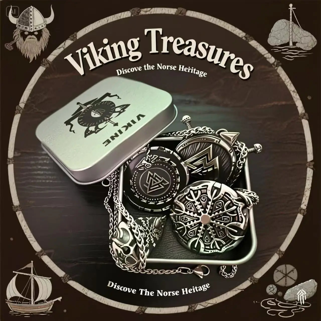 316L Stainless Steel Viking Rune Pendant Chain Necklace For Men – Viking Jewelry Accessories - Image 2