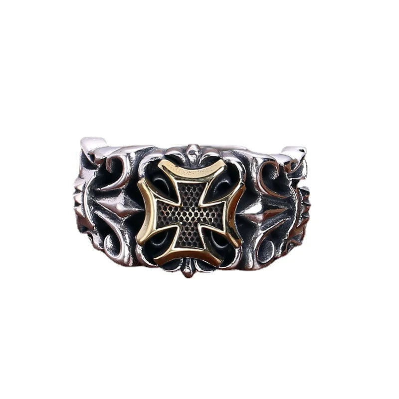 Punk Style Adjustable Cross Ring – Retro Gothic Anti-Silver Fashion Jewelry for Men - Image 4