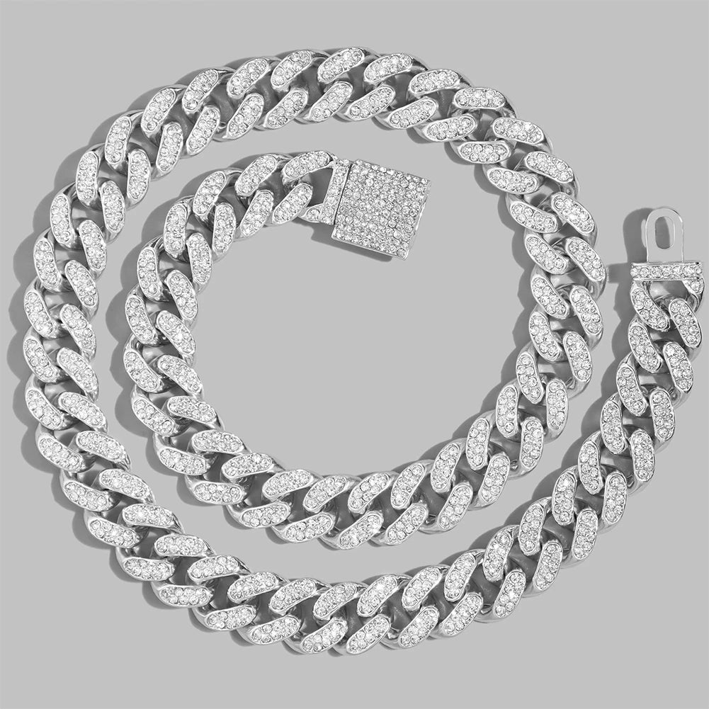 Iced Out Bling AAA Rhinestones Prong Cuban Link Chain - Image 8