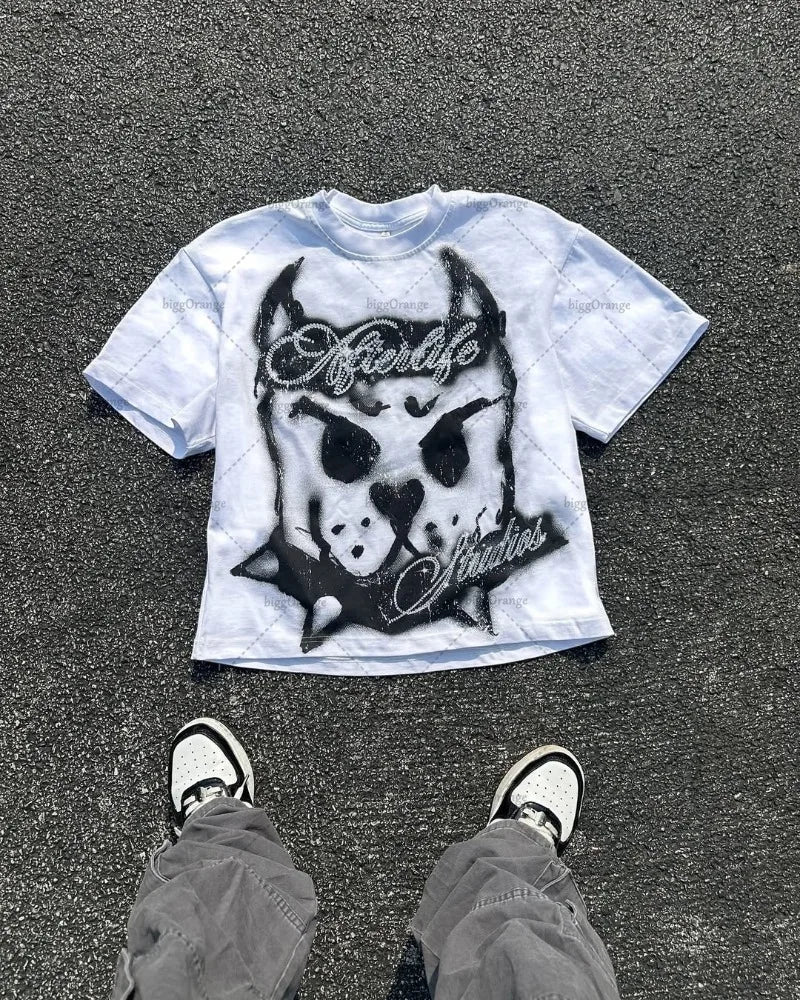 Hip-Hop Harajuku Oversized T-Shirt – Retro Cartoon Graphic Streetwear Tee for Men