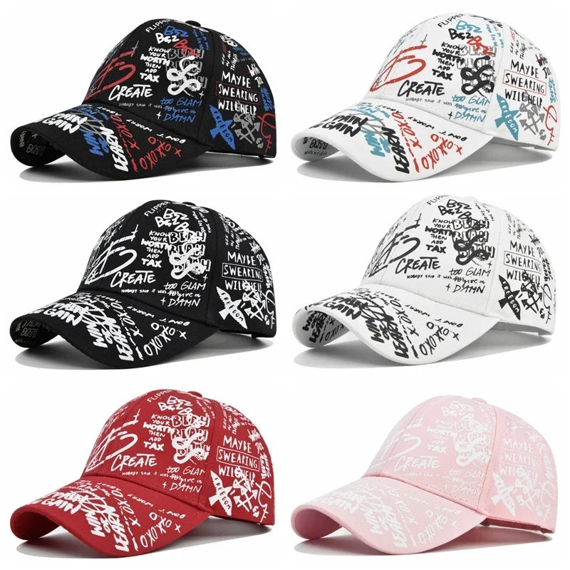 Unisex Letter Geometry Print Snapback – Adjustable Baseball Cap for Spring & Autumn - Image 2