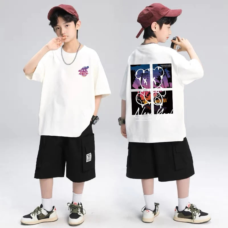 Korean Children's Clothes 2025 Summer Tops Art New York City Graphic T Shirts Cotton Baby Boys Short Sleeves Shirt Kids Clothes - Image 2