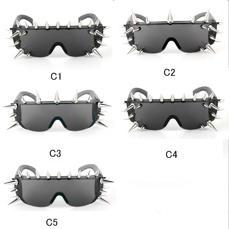 Steampunk Rivet Spike Sunglasses – Futuristic Y2K Punk Goggles for Men & Women - Image 5