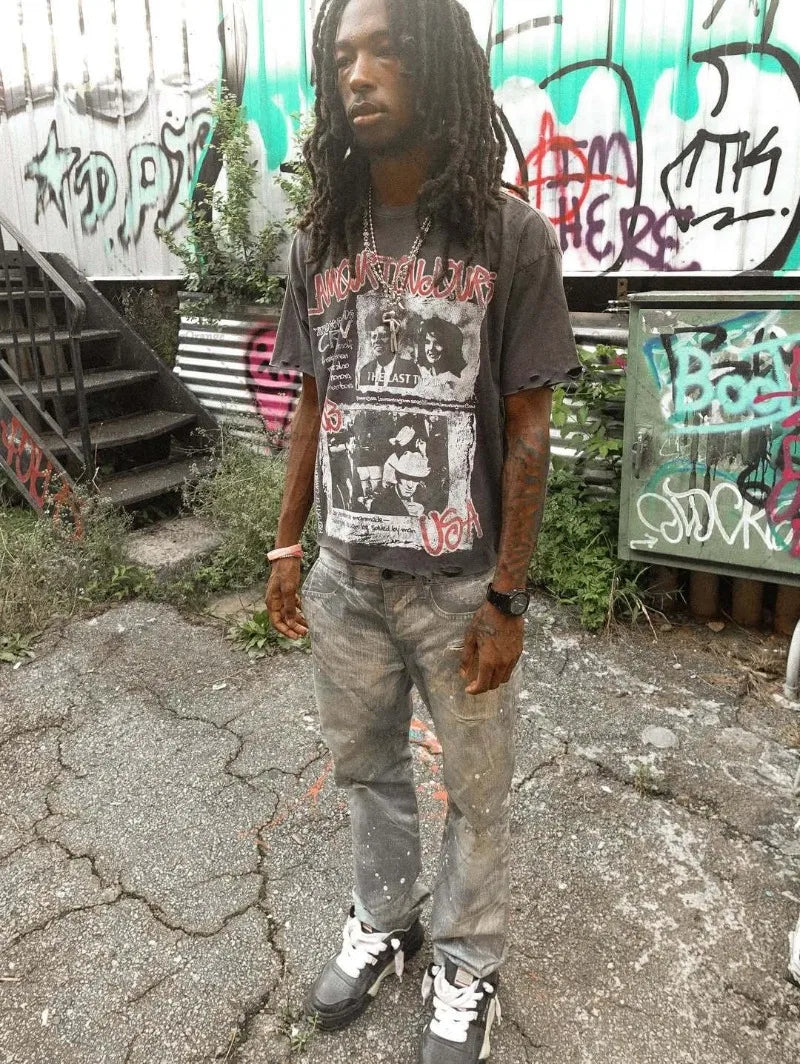 Harajuku Ripped Oversized T-Shirt – Gothic Hip-Hop Streetwear Graphic Tee for Men - Image 4