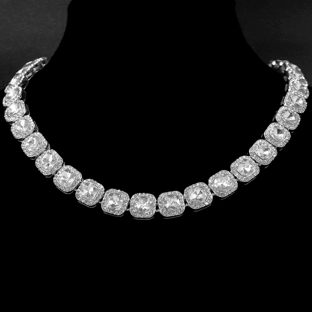 Bling Luxury Paved Crystal Heart Cuban Link Chain Necklace - Image 8