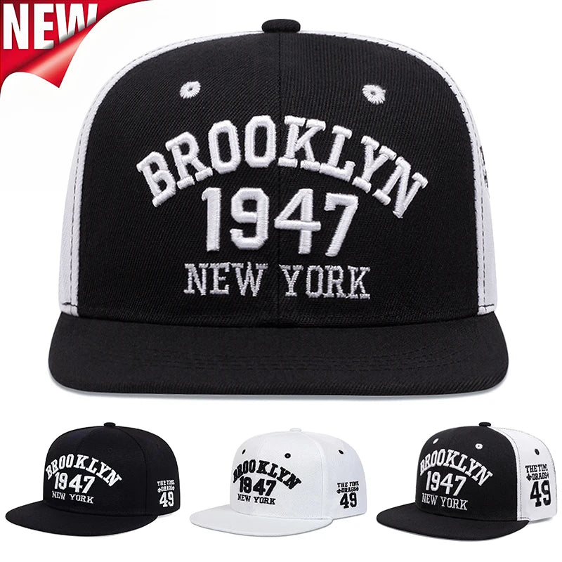 1947 Brooklyn Embroidery Snapback Hat – High-Quality Adjustable Baseball Cap for Men