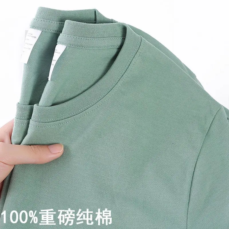 100% Cotton Solid Color O-Neck Short Sleeve T-Shirt - Image 15