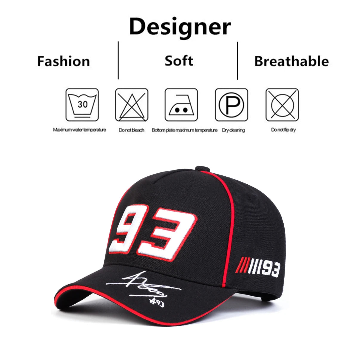 2024 Simple “93” Embroidered Baseball Cap – Unisex 100% Cotton Snapback for Outdoor & Hip Hop Style - Image 4