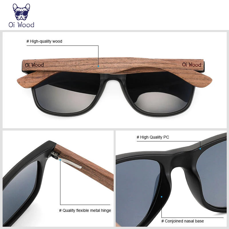 Oi Wood Natural Wooden Sunglasses – Polarized Fashion Eyewear for Men with TR90 Frames - Image 4