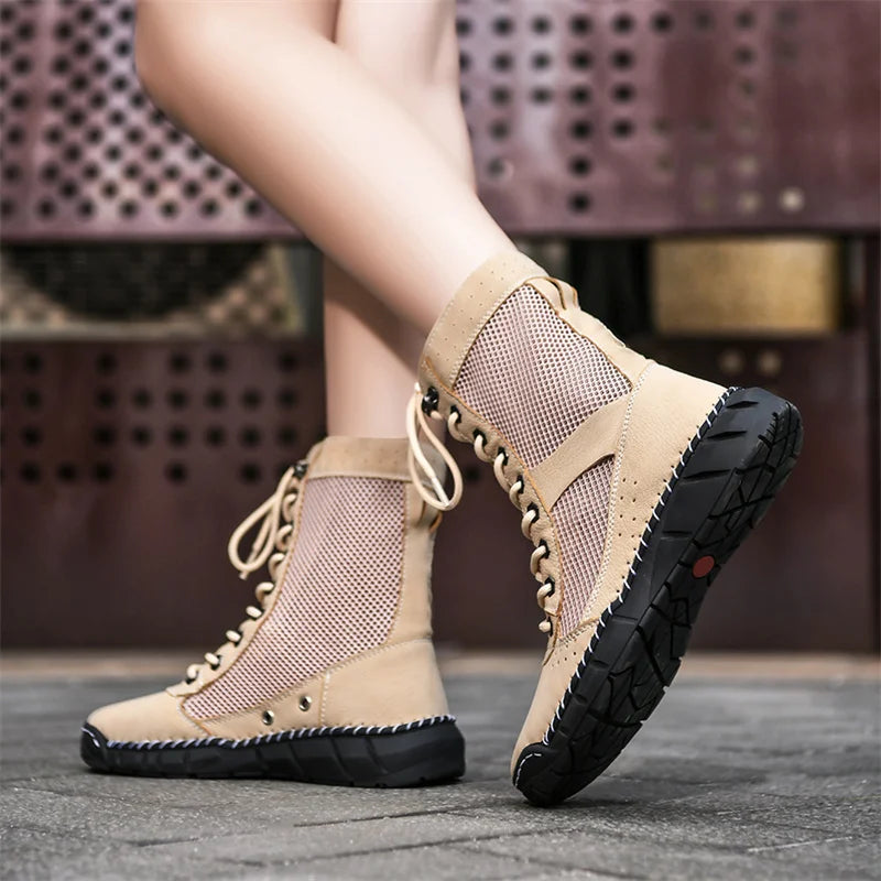 New Design Summer Pink Mesh Boots – Breathable Hip-Hop Fashion Ankle Boots for Women & Men (Size 36–48) - Image 6