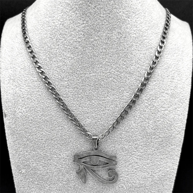 Eye of Ra / Horus Pendant Necklace – Stainless Steel Egyptian Amulet for Men - Image 2