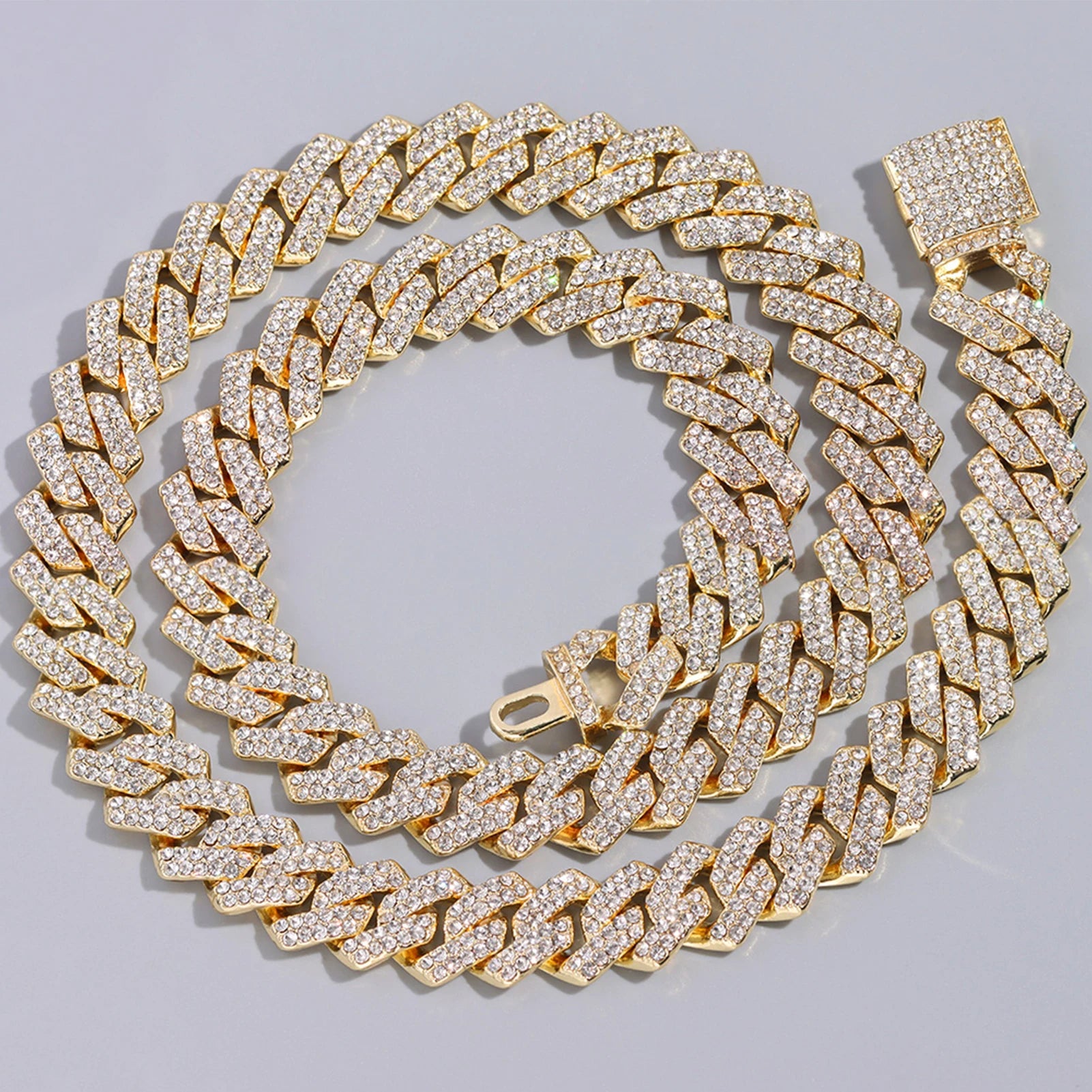Iced Out Bling AAA Rhinestones Prong Cuban Link Chain - Image 12